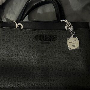 GUESS Black Textured Satchel